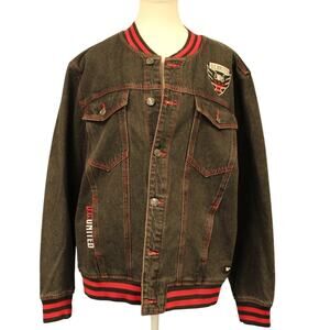 Men's D.C. United The Wild Collective Black Denim Full-Button Bomber Jacket SZ L